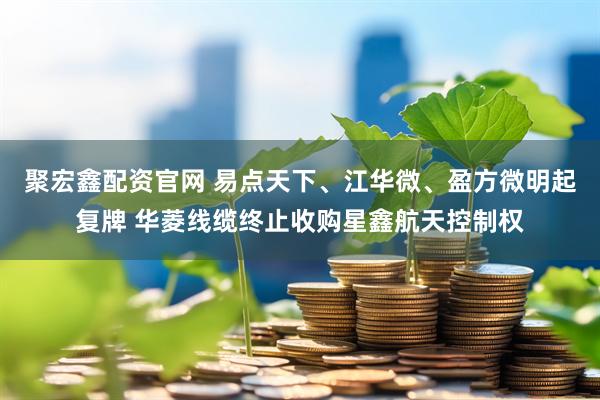 聚宏鑫配资官网 易点天下、江华微、盈方微明起复牌 华菱线缆终止收购星鑫航天控制权